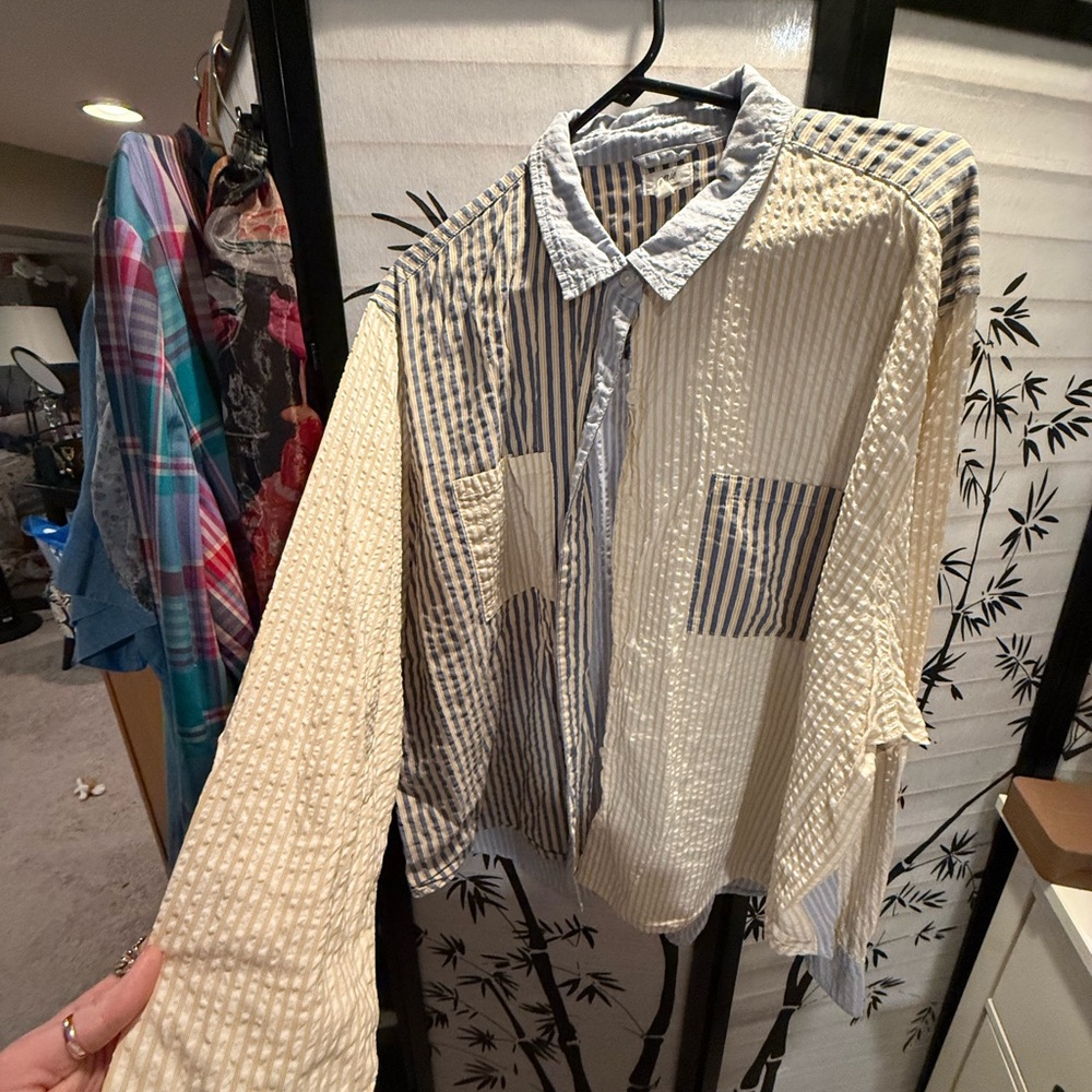 Striped aerie button up shirt xxl